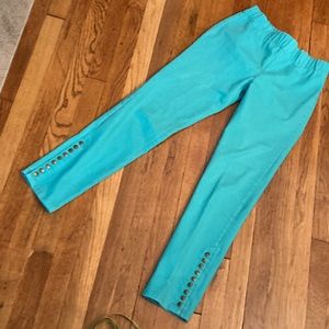 Soft Surroundings aqua blue elastic waist pants size small